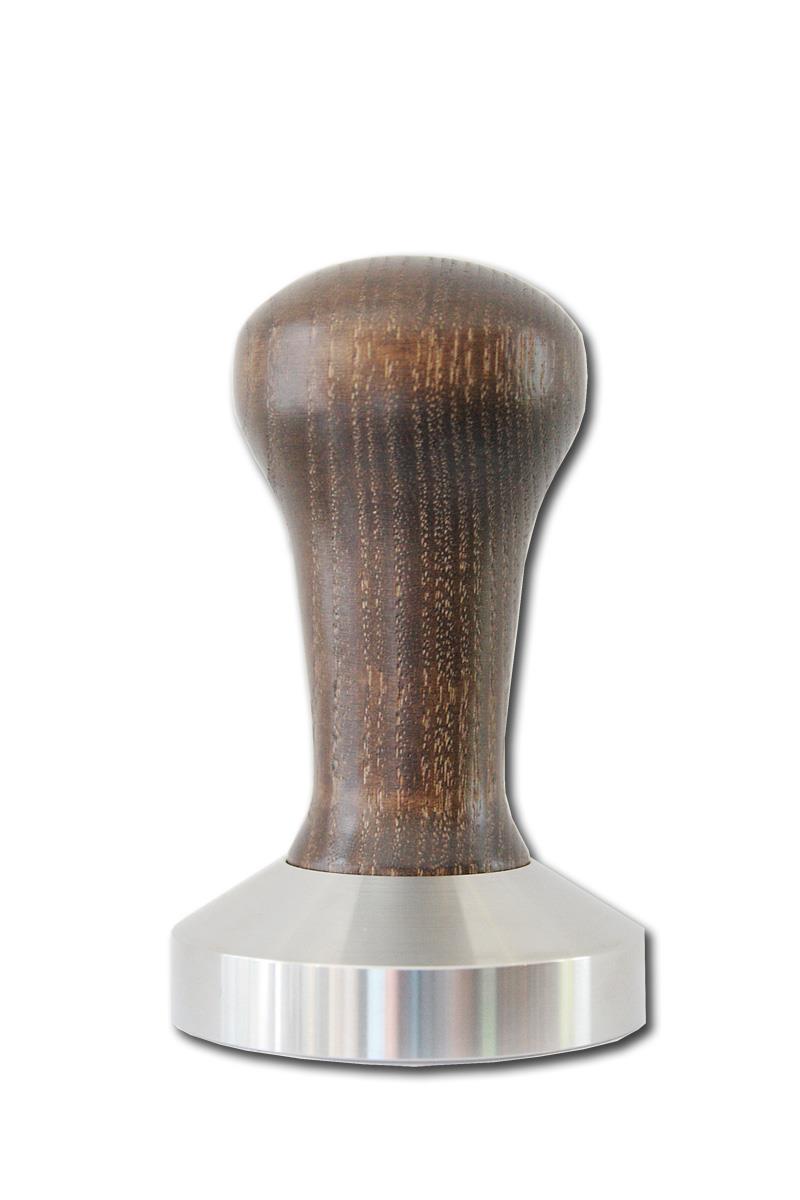 Motta Tamper Edelstahl Platte mit braunem Holzgriff 58mm