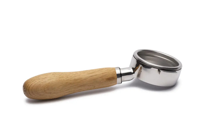 Brewspire Siebträger Bodenlos in 58mm aus Edelstahl mit Griff aus Echtholz