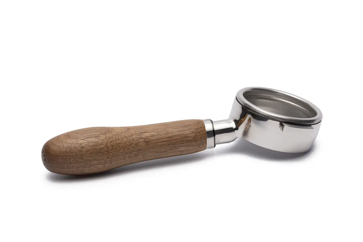 Brewspire Siebträger Bodenlos in 58mm aus Edelstahl mit Griff aus Echtholz