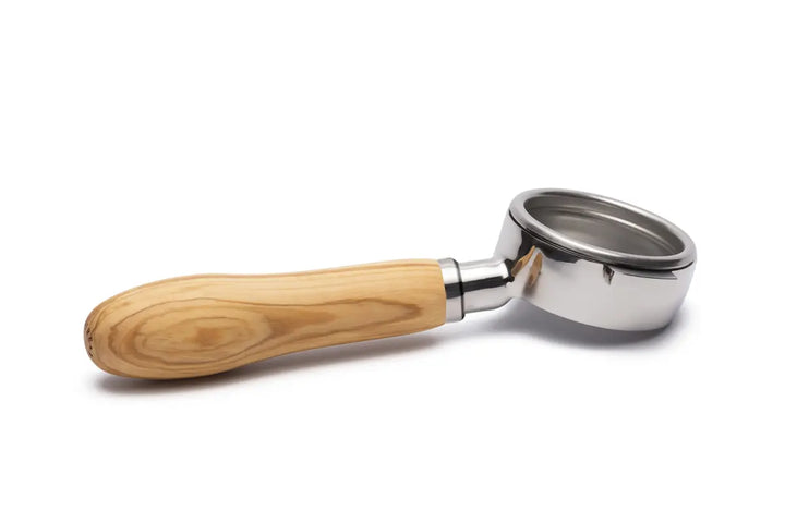 Brewspire Siebträger Bodenlos in 58mm aus Edelstahl mit Griff aus Echtholz