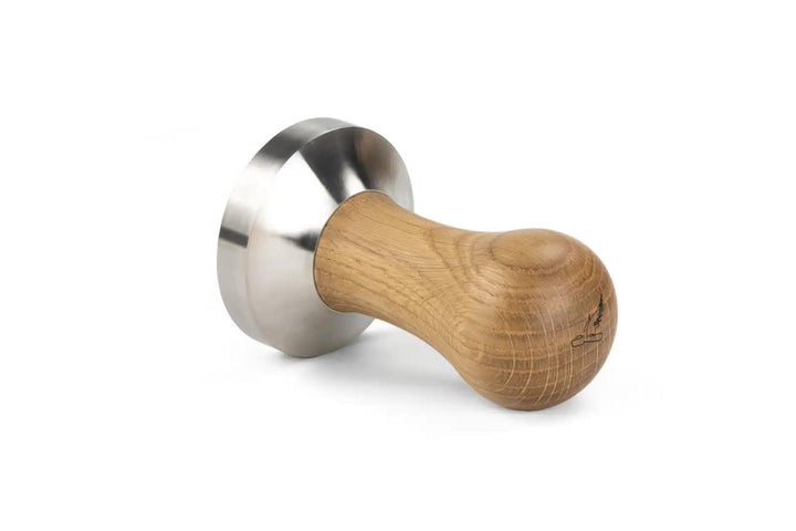 Brewspire Tamper Edelstahl Platte mit Griff ausEichenholz