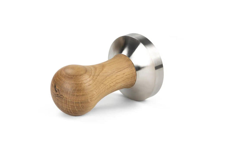 Brewspire Tamper Edelstahl Platte mit Griff ausEichenholz