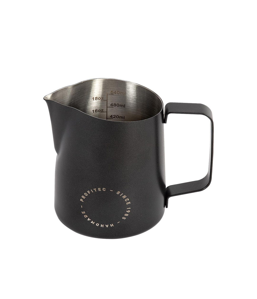 Profitec Milchkännchen Pulverbeschichtet schwarz 550ml mit Messscala